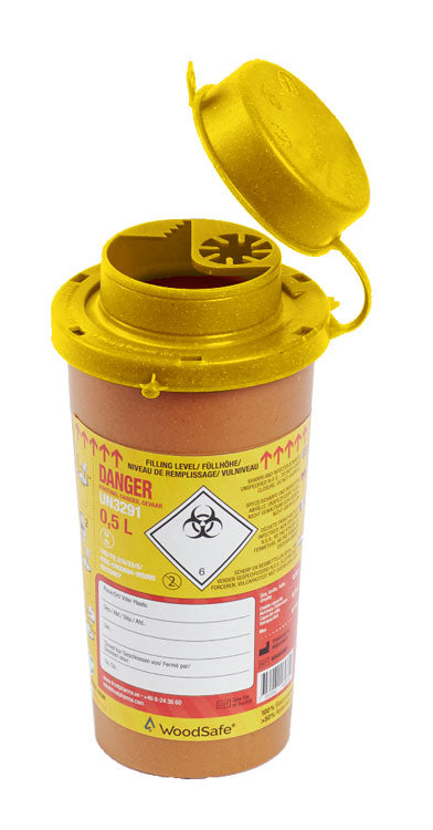 Woodsafe Sharps Bin 0.5 Ltr Brown 0.5L