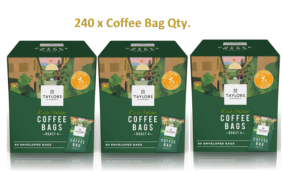 Taylors of Harrogate Rich Italian Coffee Bags Pack 80s - UK BUSINESS SUPPLIES