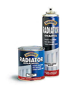 Hammerite Radiator Paint. Tough Enamel Finish, Heat Resistant Paint. White Gloss 400Ml Aerosol