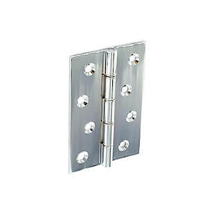 Securit Chrome Plated D.S.W. Brass Hinges 75mm | 2 Pack