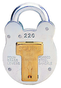 Henry Squire Old English Galvanised Steel Case 4 Lever Padlock, Small
