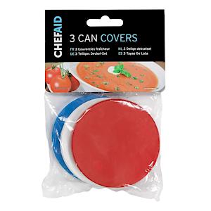 Chef Aid Tin Can Covers, Set Of 3 Covers, Can Be Used For All Standard Sized Tin Cans, Red