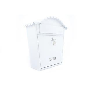 Burg-Wachter White Classic Wall Mounted Galvanised Steel Lockable Weatherproof Post Box