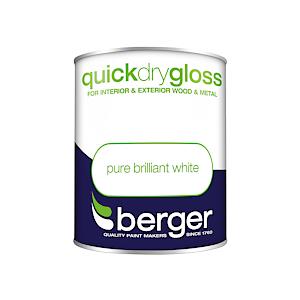 Berger Quick Dry Gloss 750Ml Brilliant White, Various