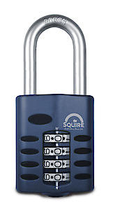 Squire Heavy Duty Padlock (Cp50/1.5) - Long Shackle - 4 Wheel Combination (Blue, 50 Mm)