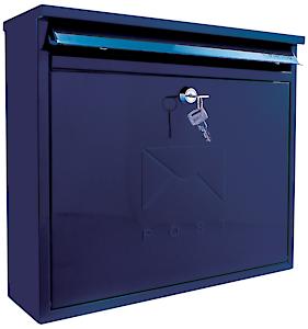 Burg-Wachter Midnight Blue Elegance Wall Mounted Galvanised Steel Lockable Post Box