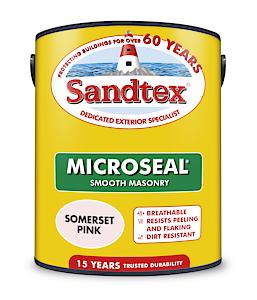 Sandtex Microseal | Smooth Masonry Paint | Somerset Pink | 5 Litre