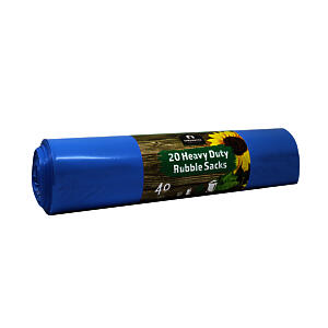 Shedmates Bbrs1 40 Litre Ultra Strong Garden Waste Rubbish Rubble Sacks Blue (1 X 20 Bags)