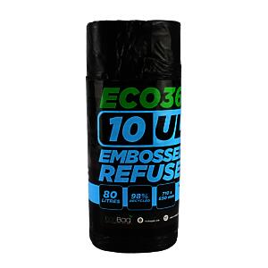 10-Pack Ultimate 80L Recycled Bin Bags Capacity