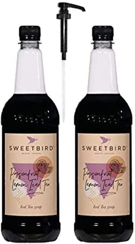 Sweetbird Passionfruit Lemon Iced Tea Syrup 2 x 1litre & Pump
