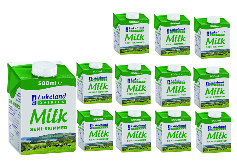 Lakeland Semi-Skimmed Milk 500ml (Pack of 12)