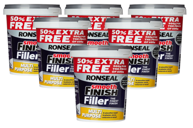 Ronseal 6886271-HHW Smooth Finish Filler Multi-Purpose Ready Mixed 900g, White