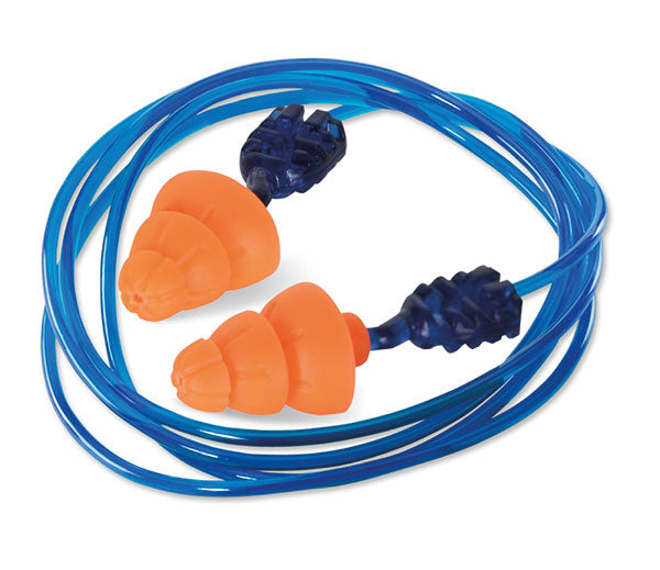 Beeswift Qed Snr34 Corded Tri Flange Reusable Ear Plugs Orange Box 200's