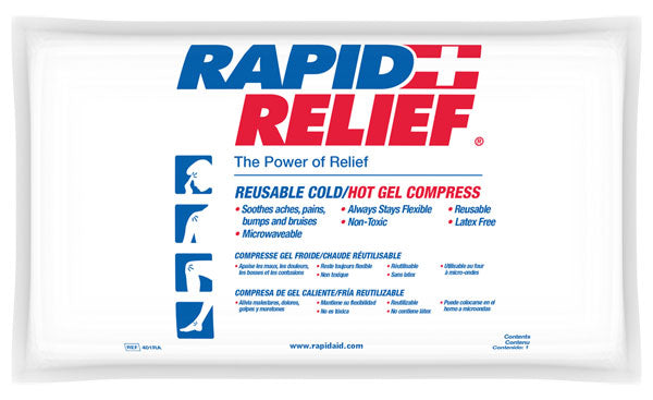 Rapid Relief Deluxe Hot/Cold Gel Compress With Contour Gel 6"X 10" White 10"