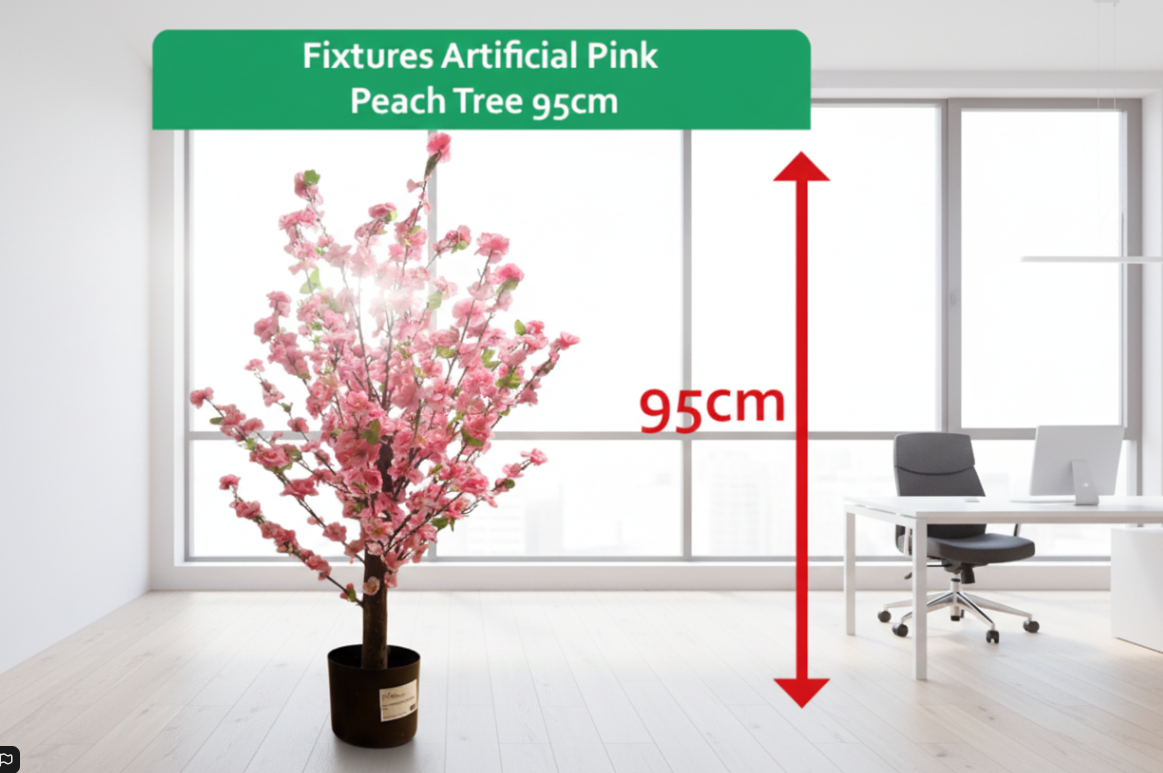 Fixtures Artificial Pink Peach Tree 95cm