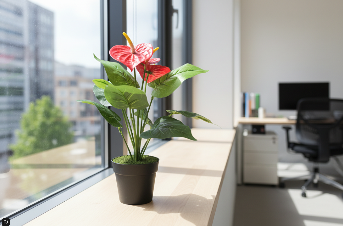 Fixtures Artificial Green & Red Leaves Plant 40cm