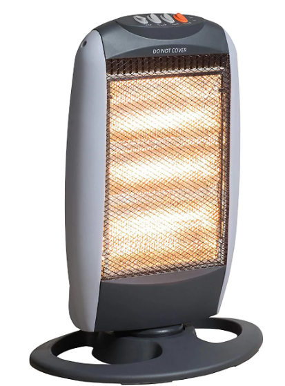 Daewoo Oscillating Halogen Heater In Black, 1200W - Daewoo HEA1416