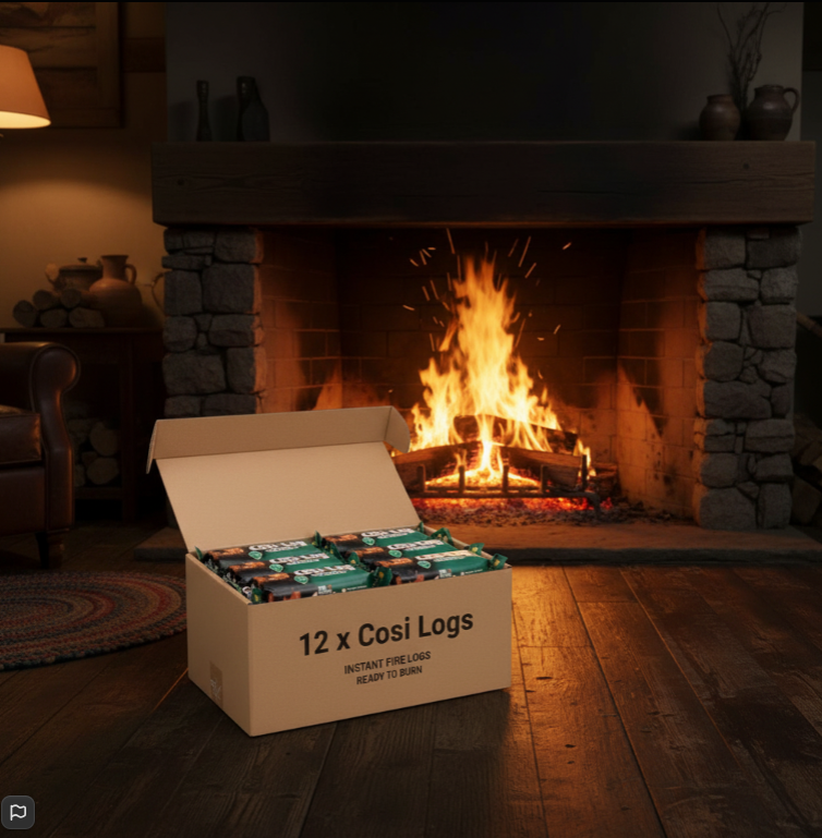 Cosi-Log Individually wrapped log made from wax impregnated wood waste | 1 x 12 Pack
