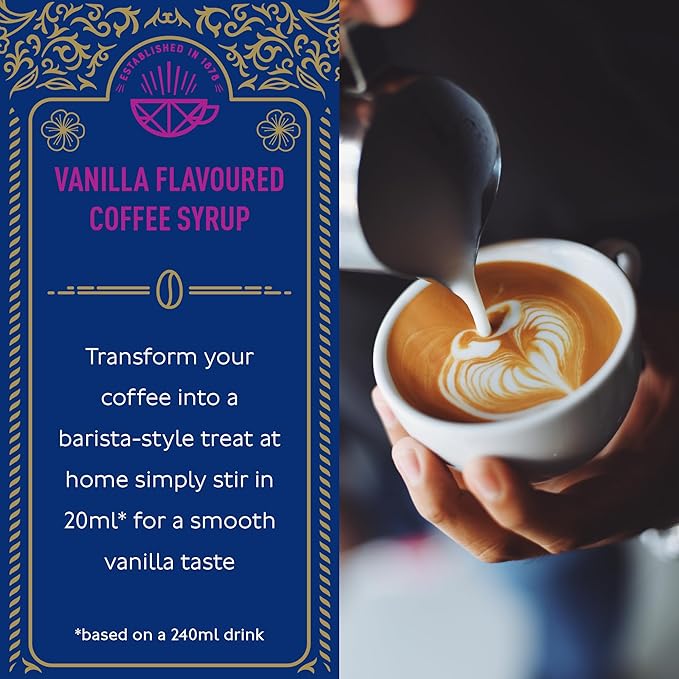 Tate & Lyle Fairtrade Vanilla Pure Cane Barista Syrup (750ml), Discounted Pump Option.