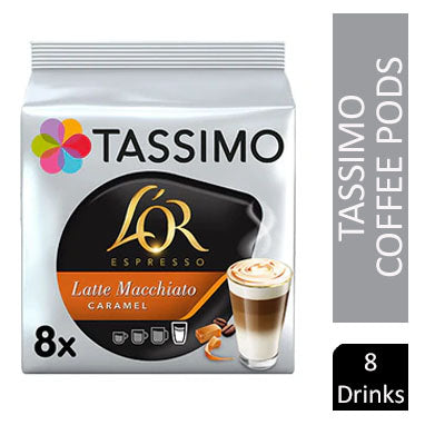 Tassimo L'OR Latte Macchiato Caramel Coffee Pods (Pack of 1, Total pods, 8 servings)
