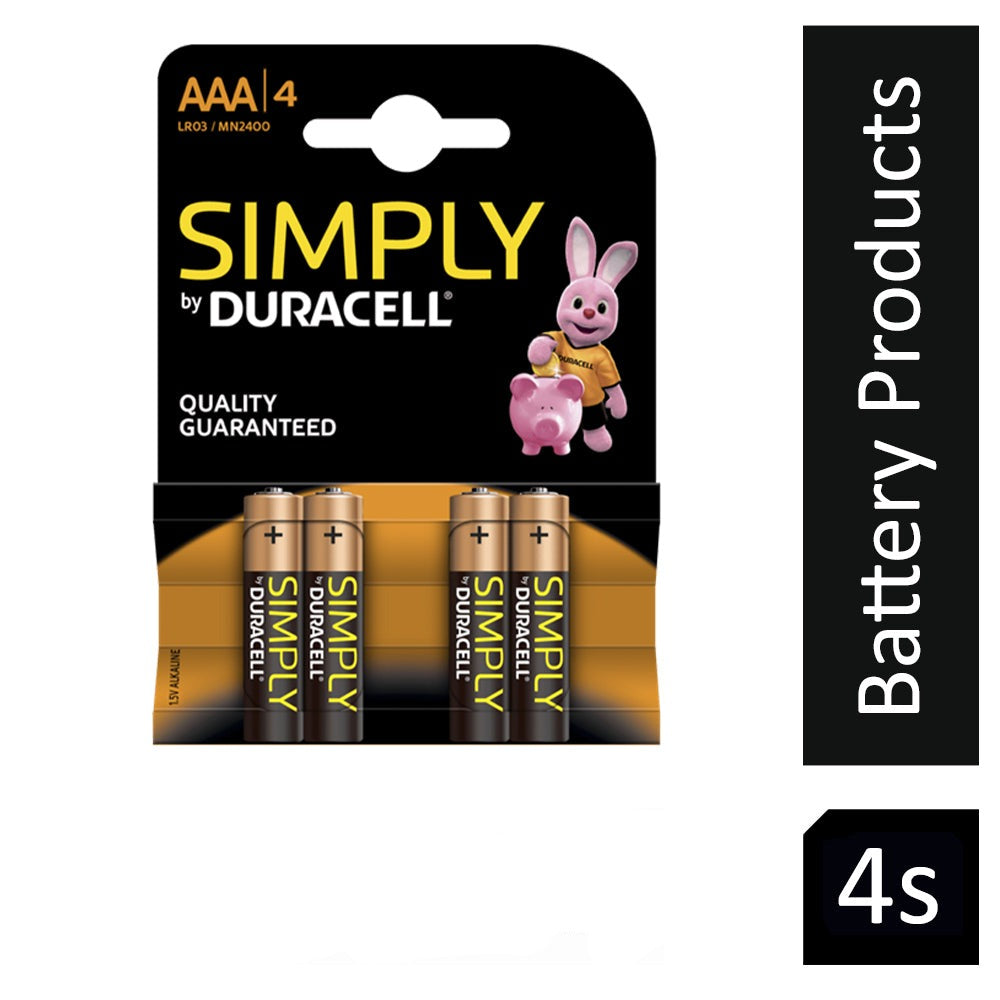 Duracell Simply AAA Batteries {MN2400B4SIMPLY} Carded Pack 6 - UK BUSINESS SUPPLIES