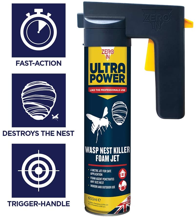 Zero In Ultra Power Wasp Nest Killer Foam Jet 600ml (ZER556) - UK BUSINESS SUPPLIES