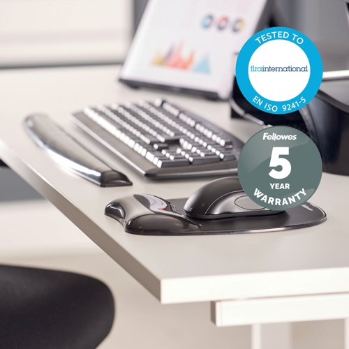 Fellowes Crystal Gel Keyboard Wrist Support Black 9112201