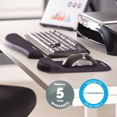 Fellowes Plush Touch Mousepad Wrist Support Black 9252003