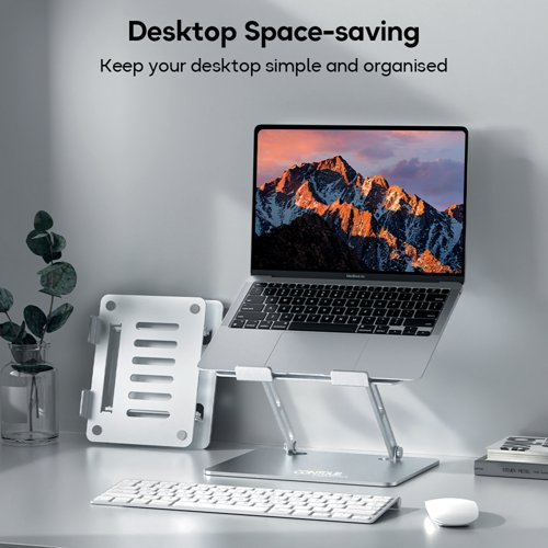Contour Ergonomics Adjustable Aluminium Laptop Stand For Laptops Up To 17 Inches Silver CE10135