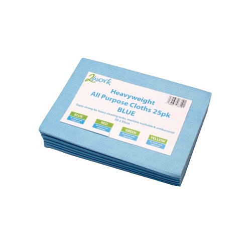 2Work Heavyweight All Purpose Cloth 500x350mm Blue (Pack of 25) CNT01319