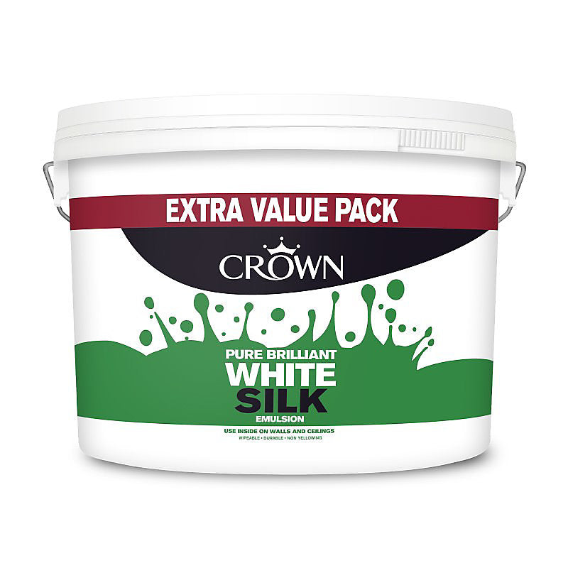 Crown Walls & Ceilings Emulsion Silk Pure Brilliant White - 7.5L