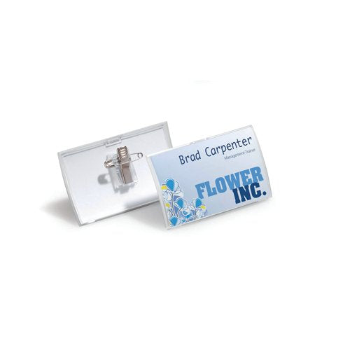 Durable CLICK FOLD Convex Clip and Pin Name Tag Badge Holder 54x90mm (Pack of 25) 8214/19