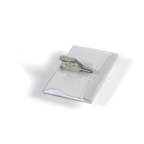 Durable Name Badge with Crocodile Clip 54x90mm Clear (Pack of 25) 8111