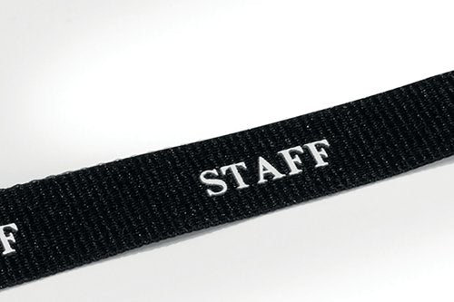 Durable Soft Textile STAFF Lanyard with Clip and Breakaway Black (Pack of 10) 823901