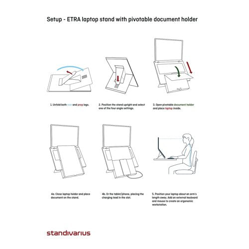 Standivarius Etra Premium Ergonomic Laptop Stand Black ST10711E-B