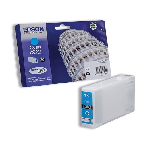Epson 79XL Tower of Pisa DURABrite Ultra Ink Cartridge High Yield Cyan C13T79024010