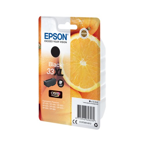 Epson 33XL Oranges Ink Cartridge High Yield Black C13T33514012
