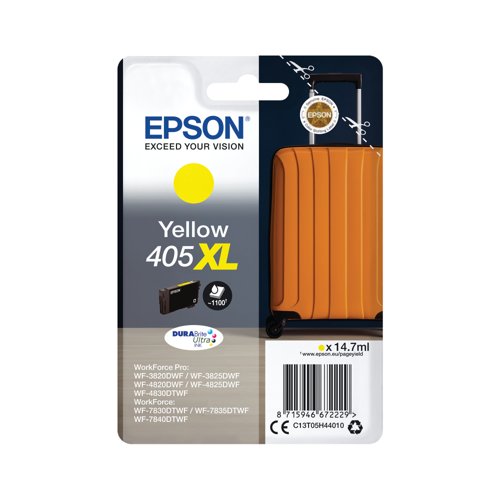 Epson 405XL Suitcase DURABrite Ultra Ink Cartridge High Yield Yellow C13T05H44010