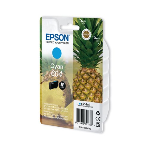 Epson 604 Pineapple Ink Cartridge Cyan C13T10G24010
