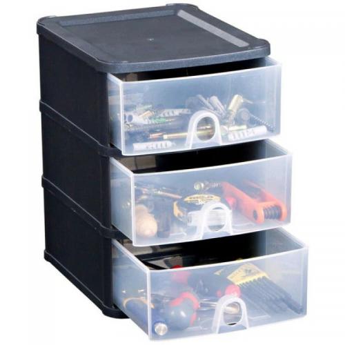Fixtures Black Stackable 3 Drawer Tower
