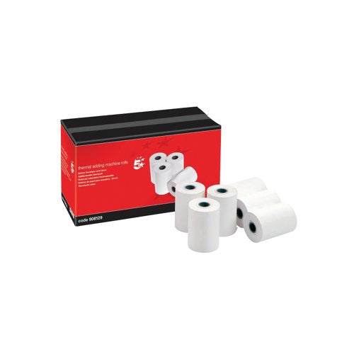5 Star Thermal Printer Rolls 1-Ply 57x55mm Core 12.7mm (Pack of 20) 908129