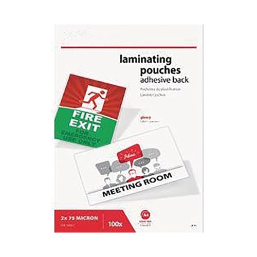 5 Star Adhesive Back Laminating Pouches 2x75 150 Micron Gloss A4 (Pack of 100) 944467