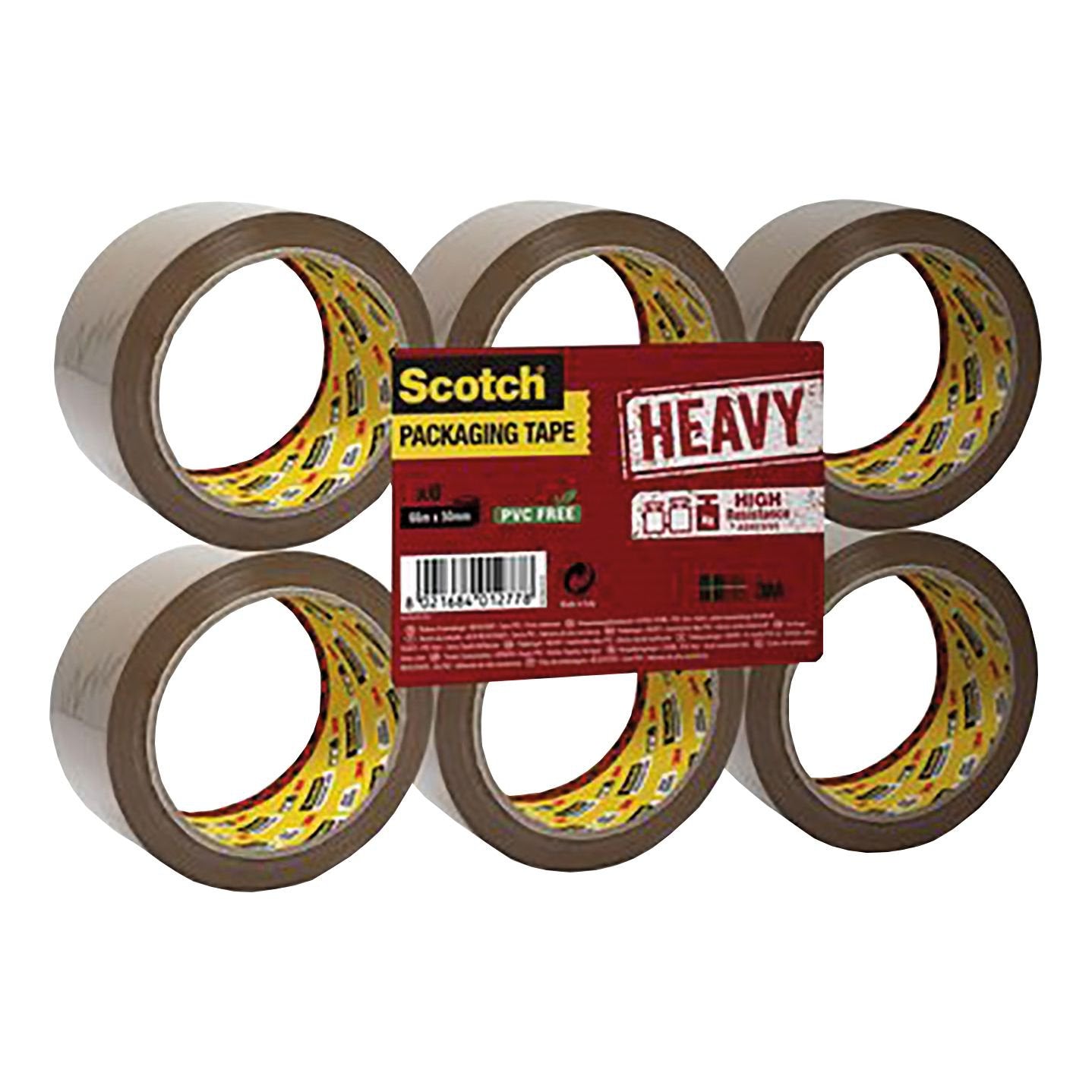 Scotch Packaging Tape Heavy Brown 50mm x 66m (Pack 6) 7100094750