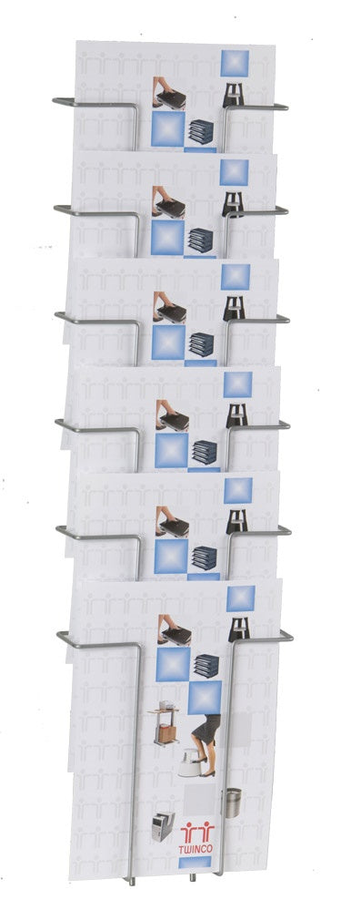 Twinco Wall Literature Holder 6 Compartments A4 Silver - 5140-8
