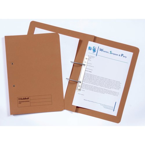 Exacompta Guildhall Transfer Spiral File 315gsm Foolscap Orange (Pack of 50) 348-ORG