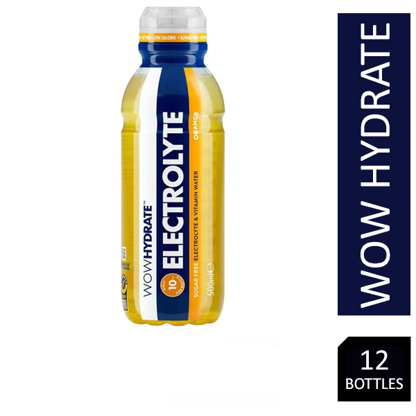 Wow Hydrate Electrolyte Water Orange 12 x 500ml
