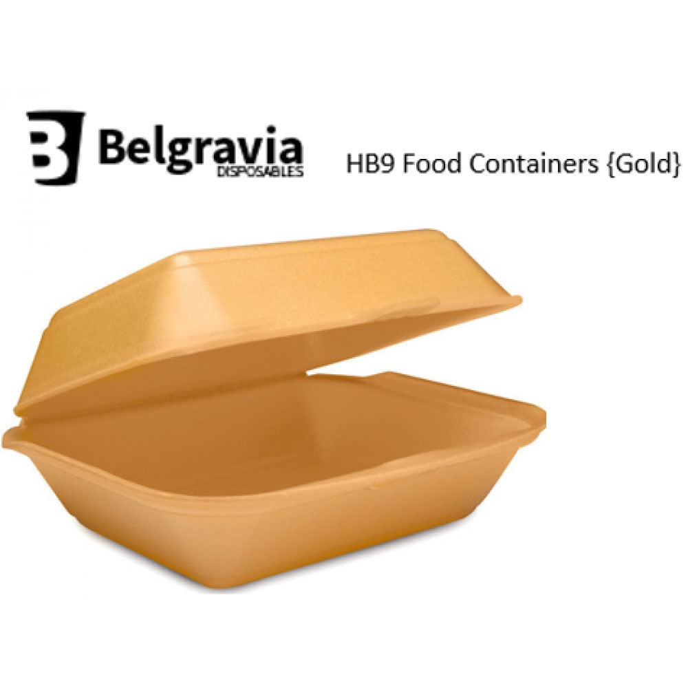 Belgravia HB9 Gold Polystyrene Food Containers {250}