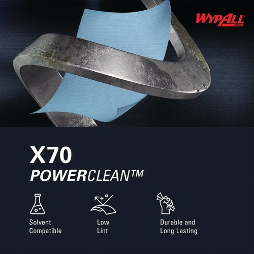 Wypall X70 Power Clean Midi Cleaning Wiper Roll x215 Cloths Blue 8251