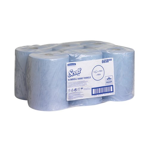 Scott Slimroll Hand Towel Roll 1-Ply 165m Long Blue Pack of 6 6658