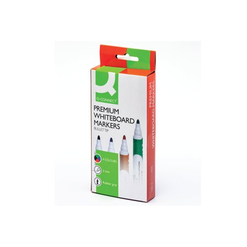 Q-Connect Premium Whiteboard Marker Bullet Tip Assorted (Pack of 4) KF26113